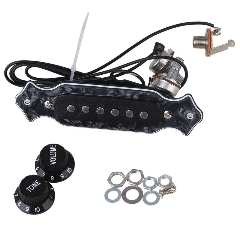 TraderPlus 1 sets Pre-wired 6-string Cigar Box Guitar Pickup with Volume & Tone for Electric Guitar (Black) - Image 3